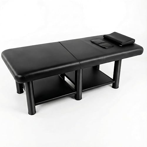 Miniatura 7 de Mesa de masaje estacionaria de 32 pulgadas de ancho, cama de masaje profesional resistente de 1700 libras, mesa de tratamiento con marco de metal,