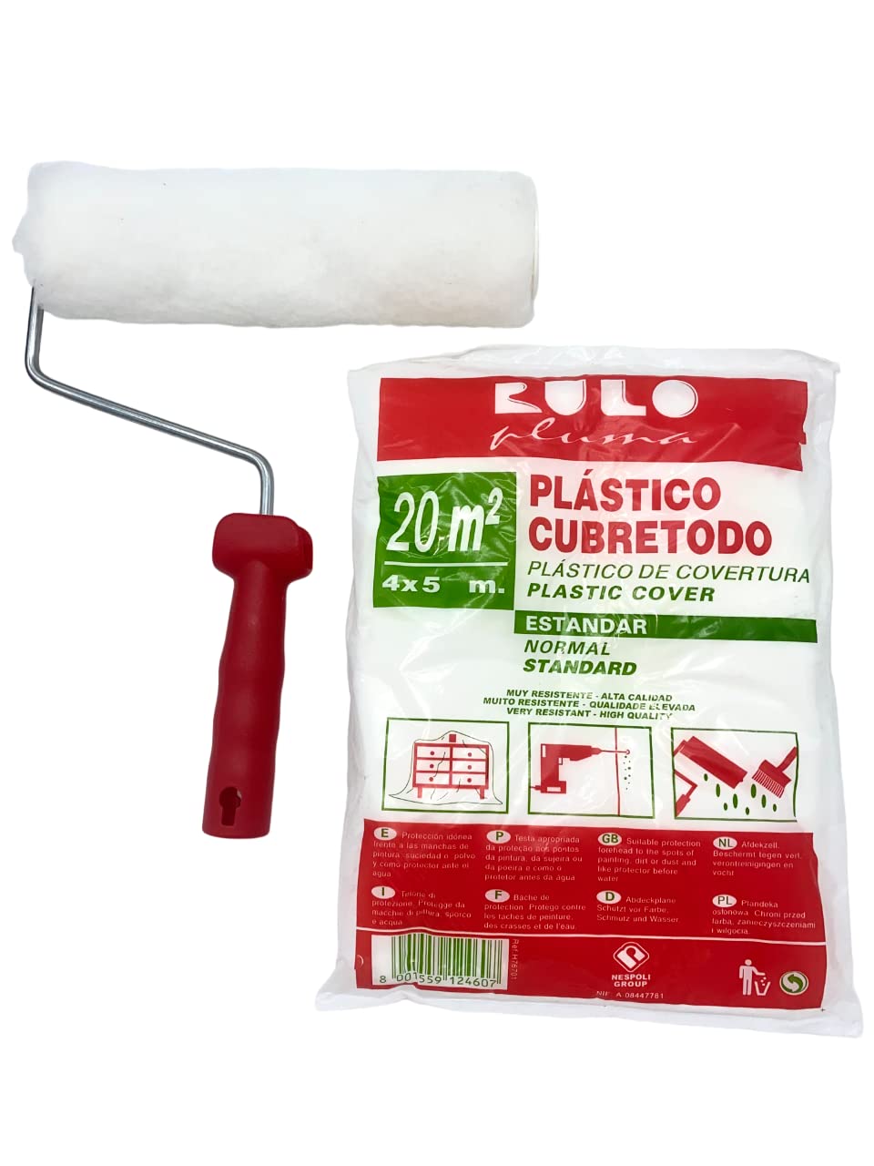Nespoli Kit Rulli di Pittura, Copriodo + Vassoio + Rullo, Ideale per facciate