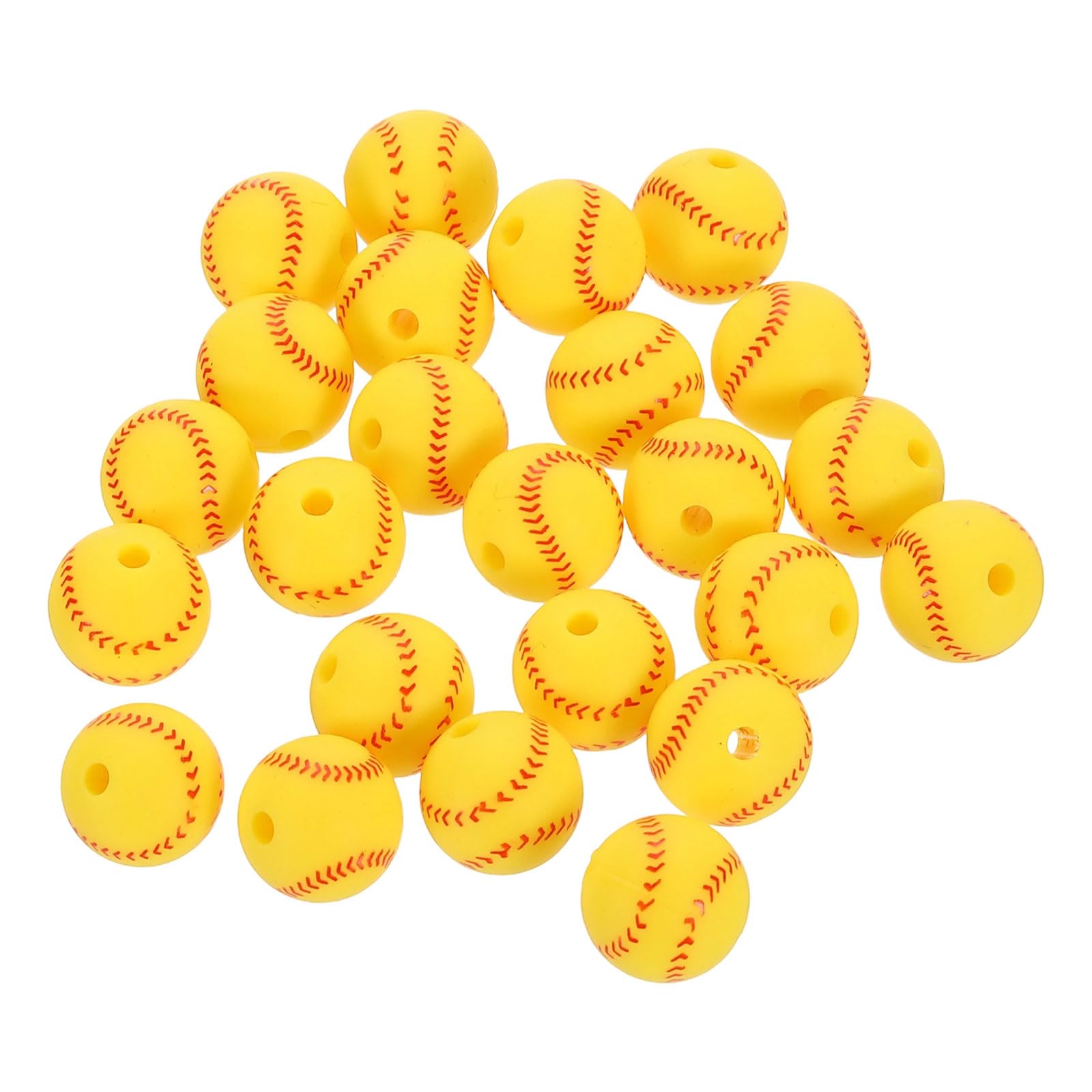 Perles silicone baseball 12mm lot de 30 pour création de porte-clés et bijoux DIY