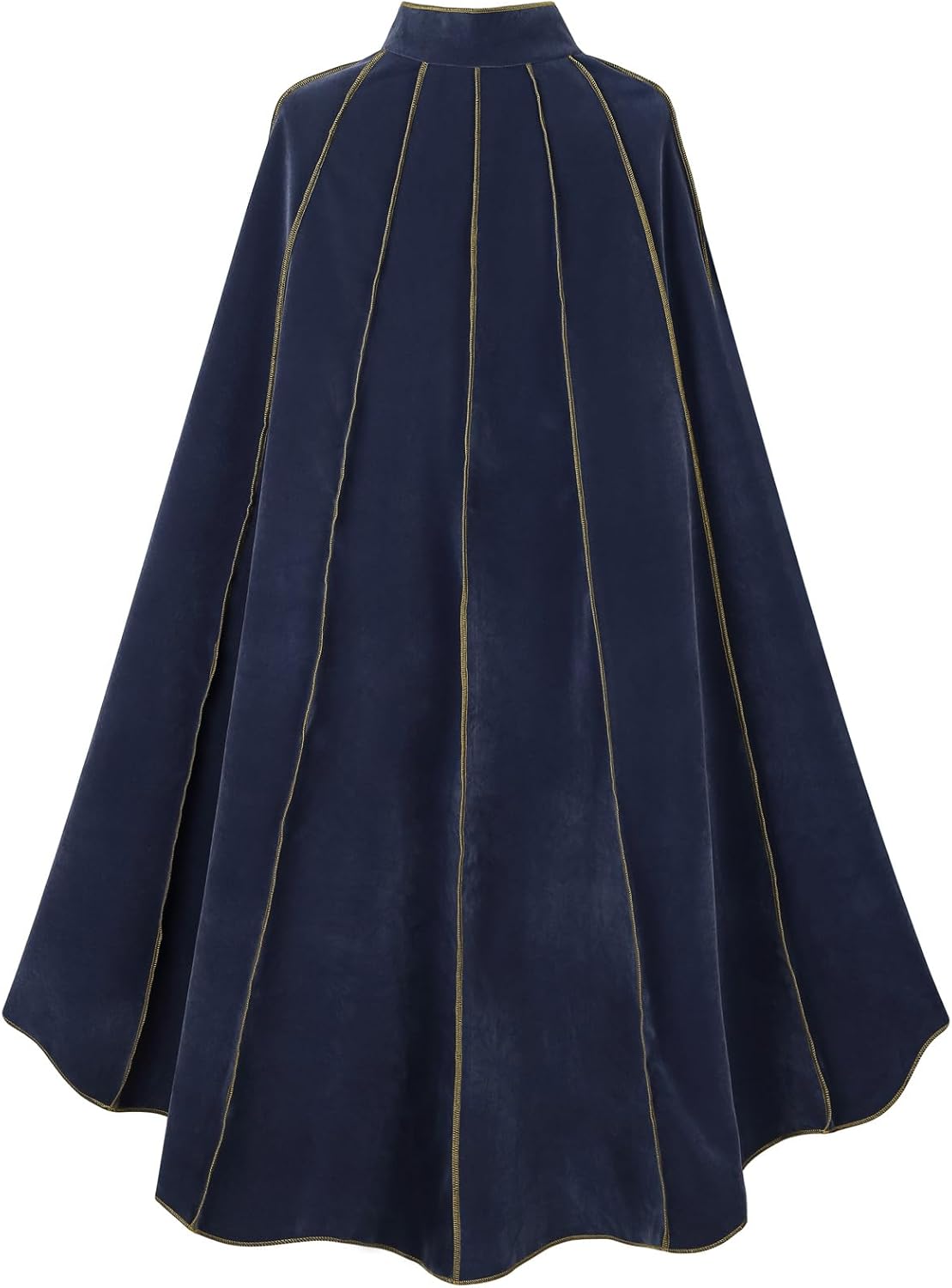 GRAJTCIN Women's Medieval Cloak Stand Collar Deluxe Velvet Gold Trim Renaissance Cape for Adult - Image 2