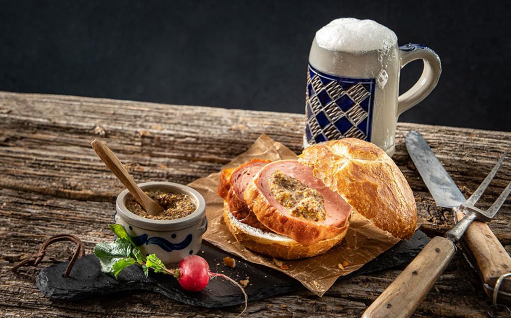 Hupsi Leberkäse im Glas original - Pizza Leberkäs 6x 380 g - In 25-30min verzehrfertig - Bayerischer Leberkas zum Aufbacken aus Familienmetzgerei in München