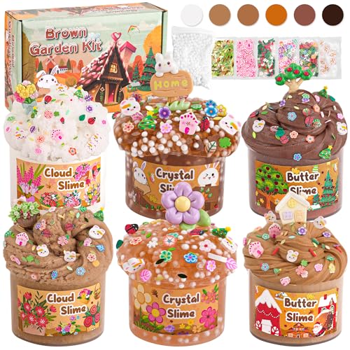 Imagen de LAWOHO Kit de 6 Paquetes de Slime Marrón Nube y Mantequilla con Complementos