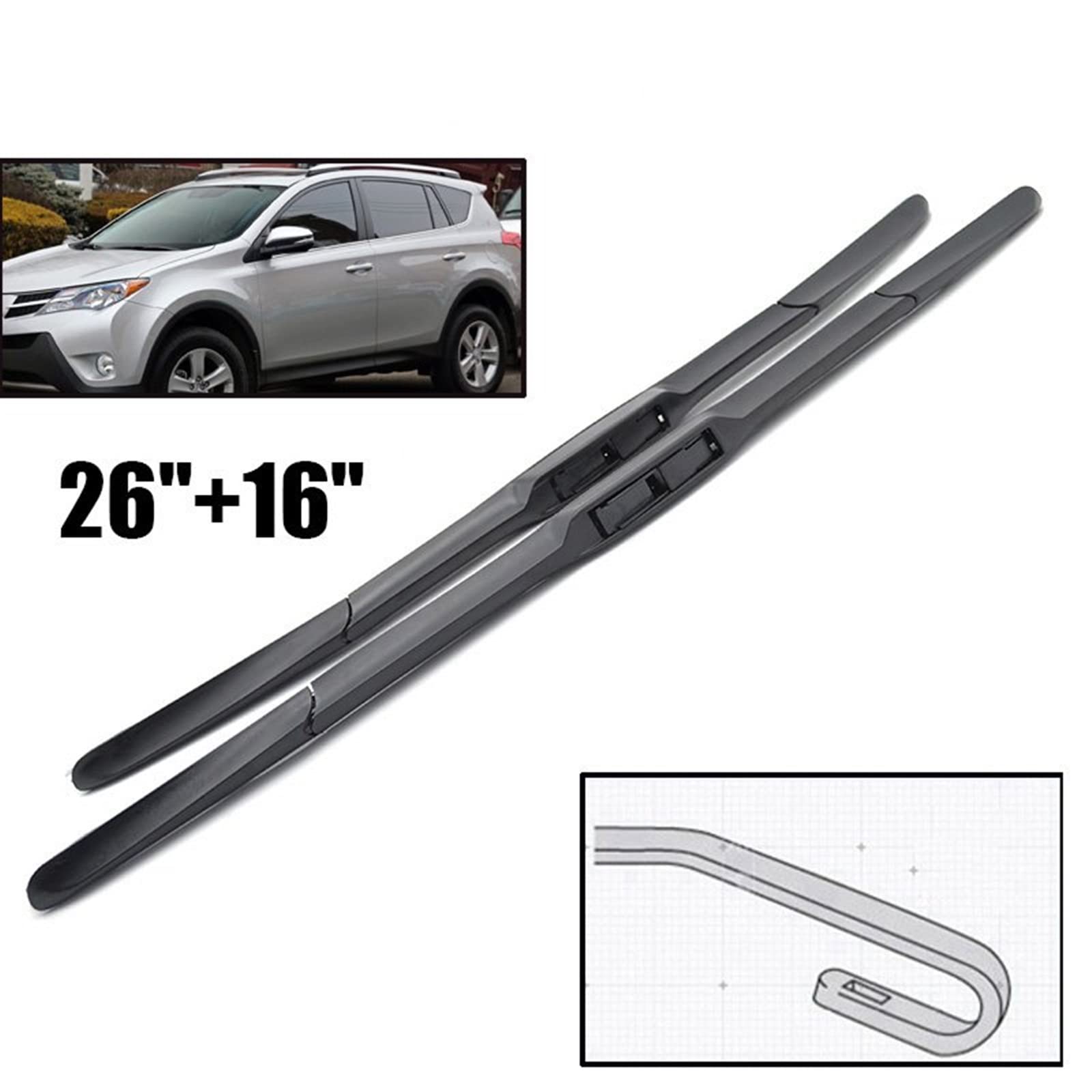 HYBRID FLEX Aero ruitenwisser compatibel met Toyota RAV4 | BJ 2013-2018 - 650 mm 400 mm - premium kwaliteit wisserbladen set - RECAMBO