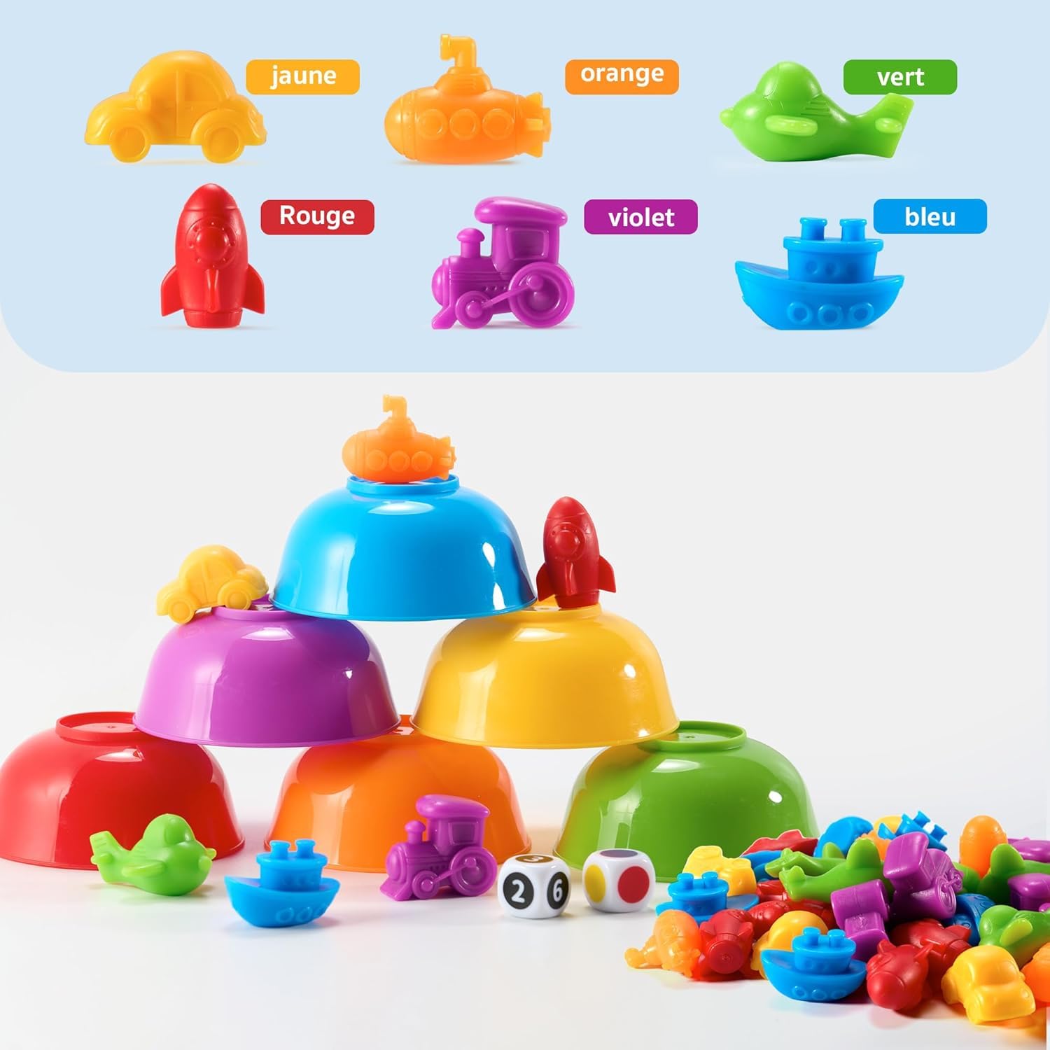 Jeu Éducatif Montessori 47 Pièces Comptage Tri Motricité 2-6 Ans sans BPA Apprentissage Formes