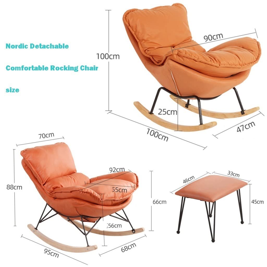 DUNAKE Mecedora Exterior,Silla tapizada con Brazos,Sofá de Ocio Mecedora y reposapiés tapizado con Brazos,El cojín del Asiento es extraíble y Lavable, Impermeable y a Prueba de Suciedad.