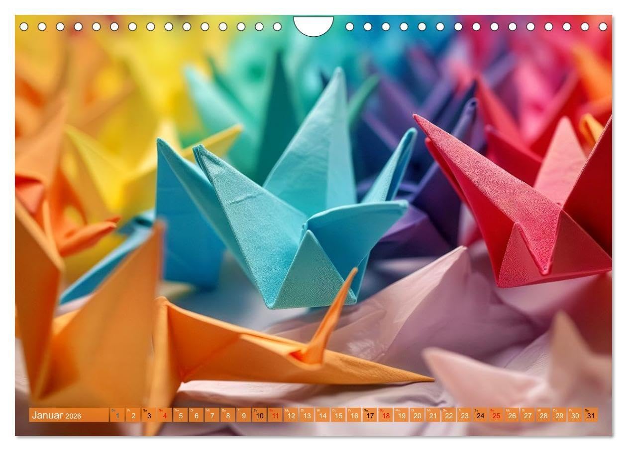 Origami-Formen (Wandkalender 2026 DIN A4 quer), CALVENDO Monatskalender: Origami verbindet Ästhetik und Struktur, mathematisch präzise Faltungen erzeugen komplexe Formen mit minimalistischer Eleganz.