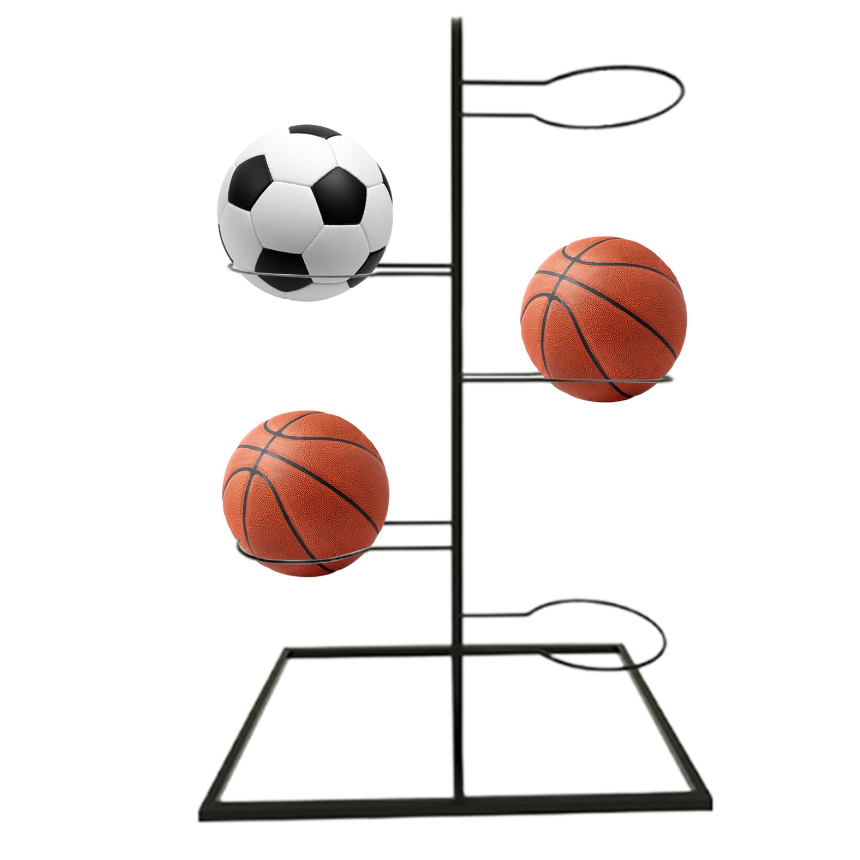 Support à Balles 5 Niveaux WIYETY - Range Ballons Foot, Basket Vertical Noir