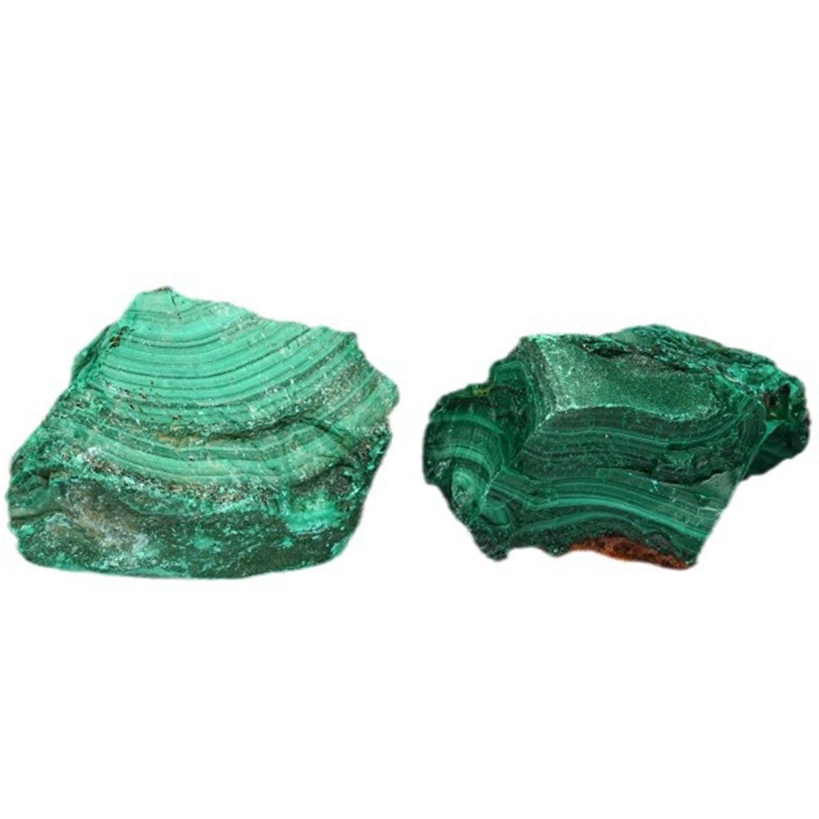 2 Piezas Cristales crudos de Malachite y Piedras de curación, Rocas ásperas Naturales para Volar con Puestas de decoración Hechas a Mano de Bricolaje de Bricolaje puliendo,2.2lb/pc