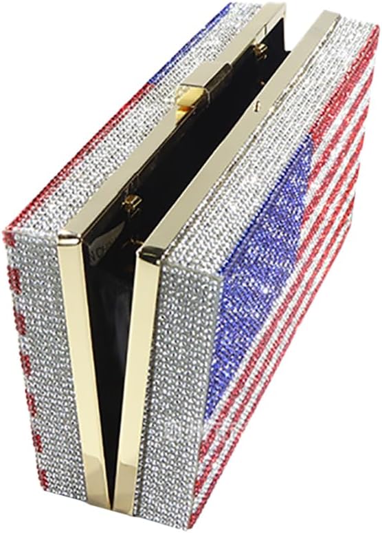 Glitter Women Rhinestone Evening Bag Flag Clutch Purse Diamonds Shoulder Handbag for Prom Cocktail Party | Glitter, Rhinestone, Flag, Diamonds, for Prom, Cocktail Party - Image 4