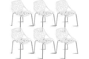 Giantex 6-Pack Stackable White Plastic Outdoor Chairs