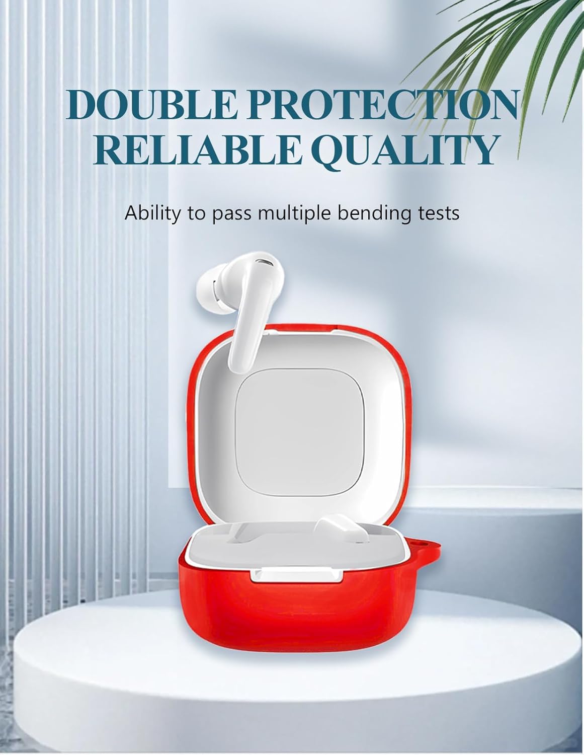 Case for Soundcore P31i by Anker Earbuds 2025 New, WUNIAK Soft Silicone Protective Portable Scratch Shock Resistant Shell with Cleaner Kit & Carabiner & Lanyard for Soundcore P31i,Red - Image 2