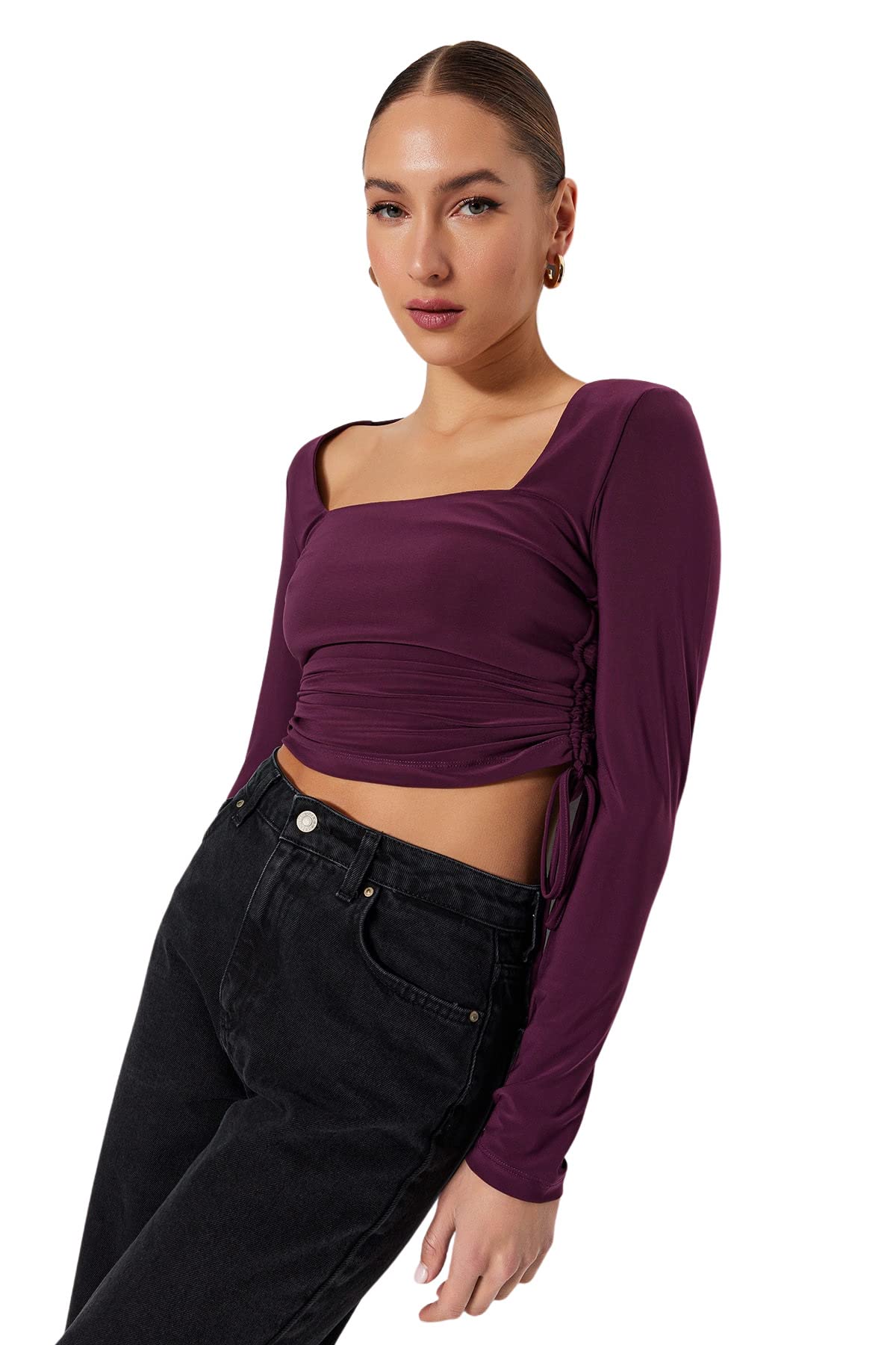 Trendyol FeMan Slim fit Basic Square Collar Knit Blouse