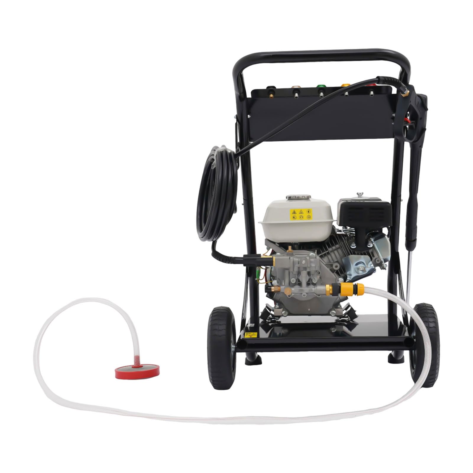 Limpiador de alta presión, limpiador a presión 7 CV 170 Bar 2200 PSI 5 boquillas | Para coche, terraza, limpieza de alta presión con manguera, 8 m, ruedas 8 y 5 boquillas incluidas