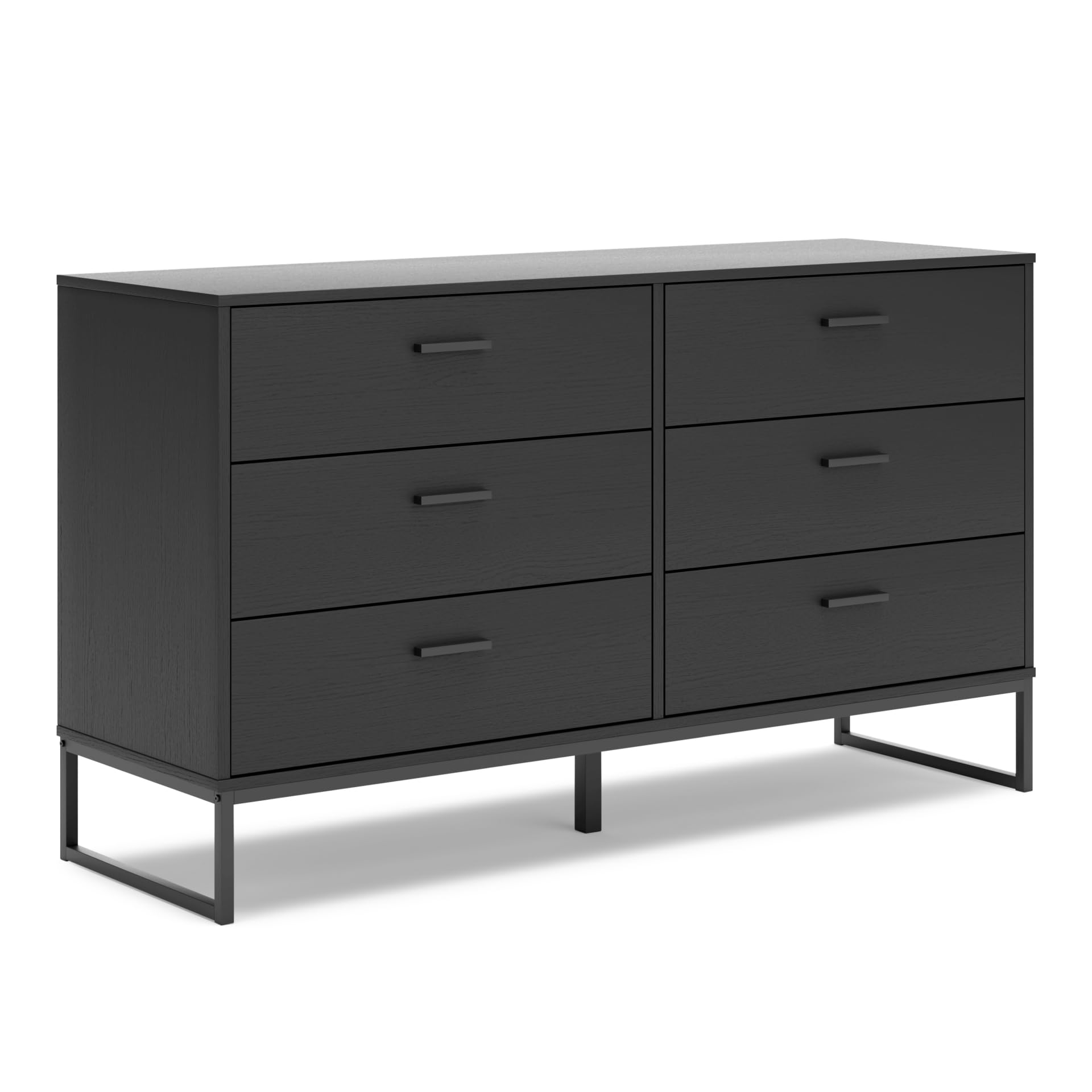 Signature Design by Ashley Socalle Modern 6-Drawer Dresser with Safety Stop, Black