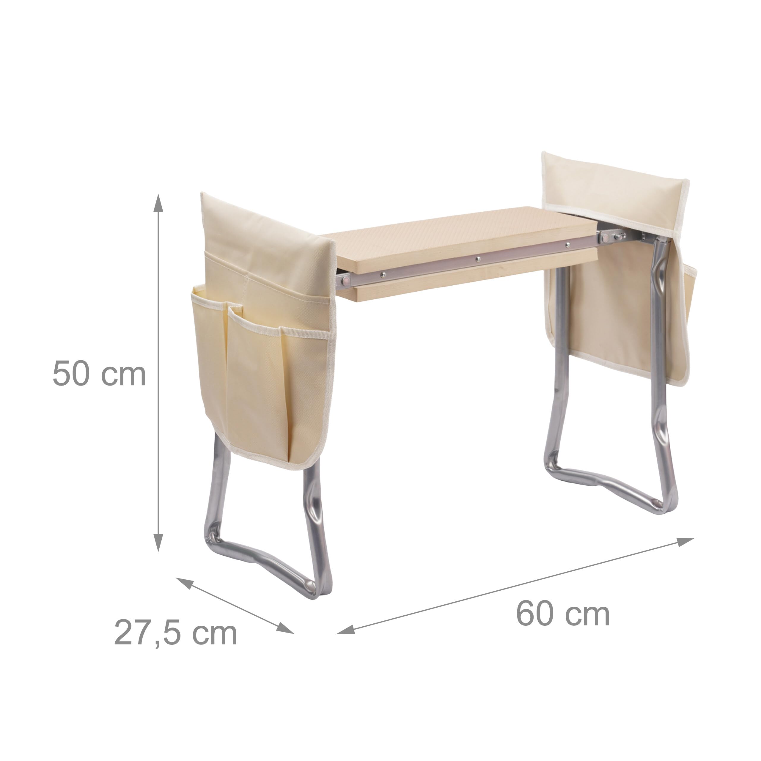 Relaxdays Panca per Giardinaggio 2-in-1, Pieghevole, Imbottita, con Tasche, Ginocchiera e Seduta