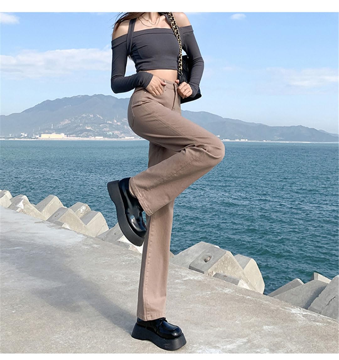 Ownwfeat Jeans Skinny Mujer Rectos Talle Alto