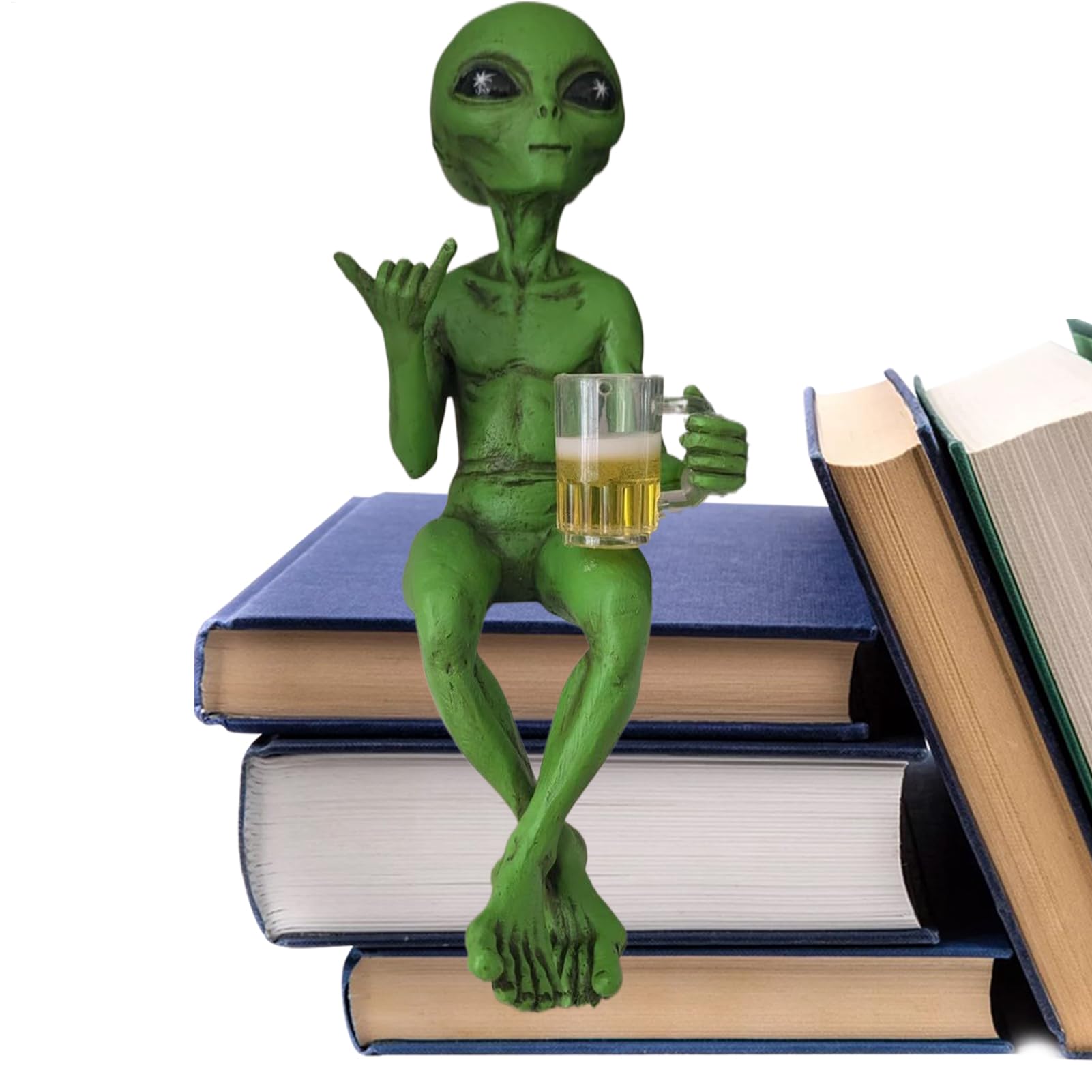 Daooibpa Alien Statue, Beer Drinking Alien Statue, Adorable Compact Resin Novelty Collectibles, Funny Desktop Decoration, Beer Drinking Aliens Ornament For Adults, Desk, Bedroom, Garden