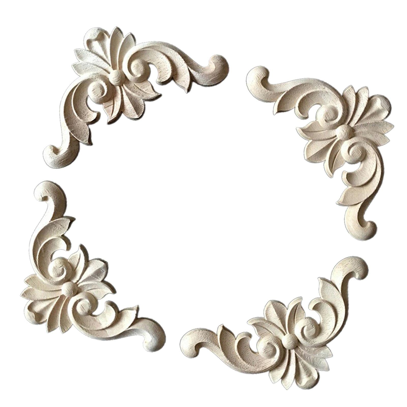 CLUB BOLLYWOOD®4Pcs Wood Carved Applique Wooden Figurines Mouldings Frame for Decoration 4cmx4cm|Crafts | Multi-Purpose Craft Supplies | Crafting Pieces |4 Wood Carved Applique Corners-image-16