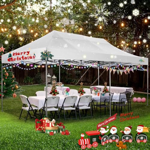 COBIZI-10x20-Heavy-Duty-Pop-up-Canopy-Tent-with-6-sidewalls-Easy-Up-Commercial-Outdoor-Wedding-Party-Tents-for-Parties-All-Season-Wind-Waterproof-Gazebo-Roller-BagWhiteFrame-Thickened