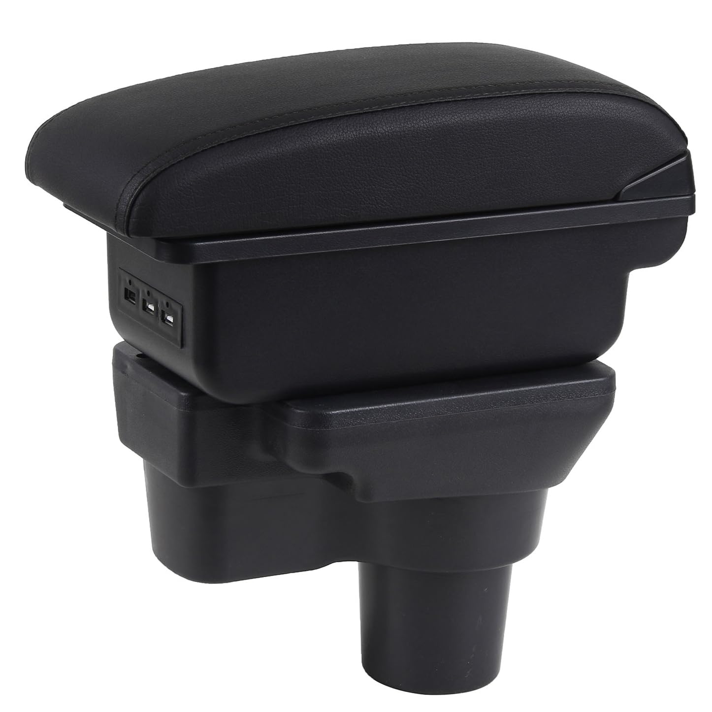for Hyundai Accent Armrest 2017-2021 Car Arm Rest Center Organizer Console Storage Box Retrofit Parts Accessories with 3 USB Port Black Leather