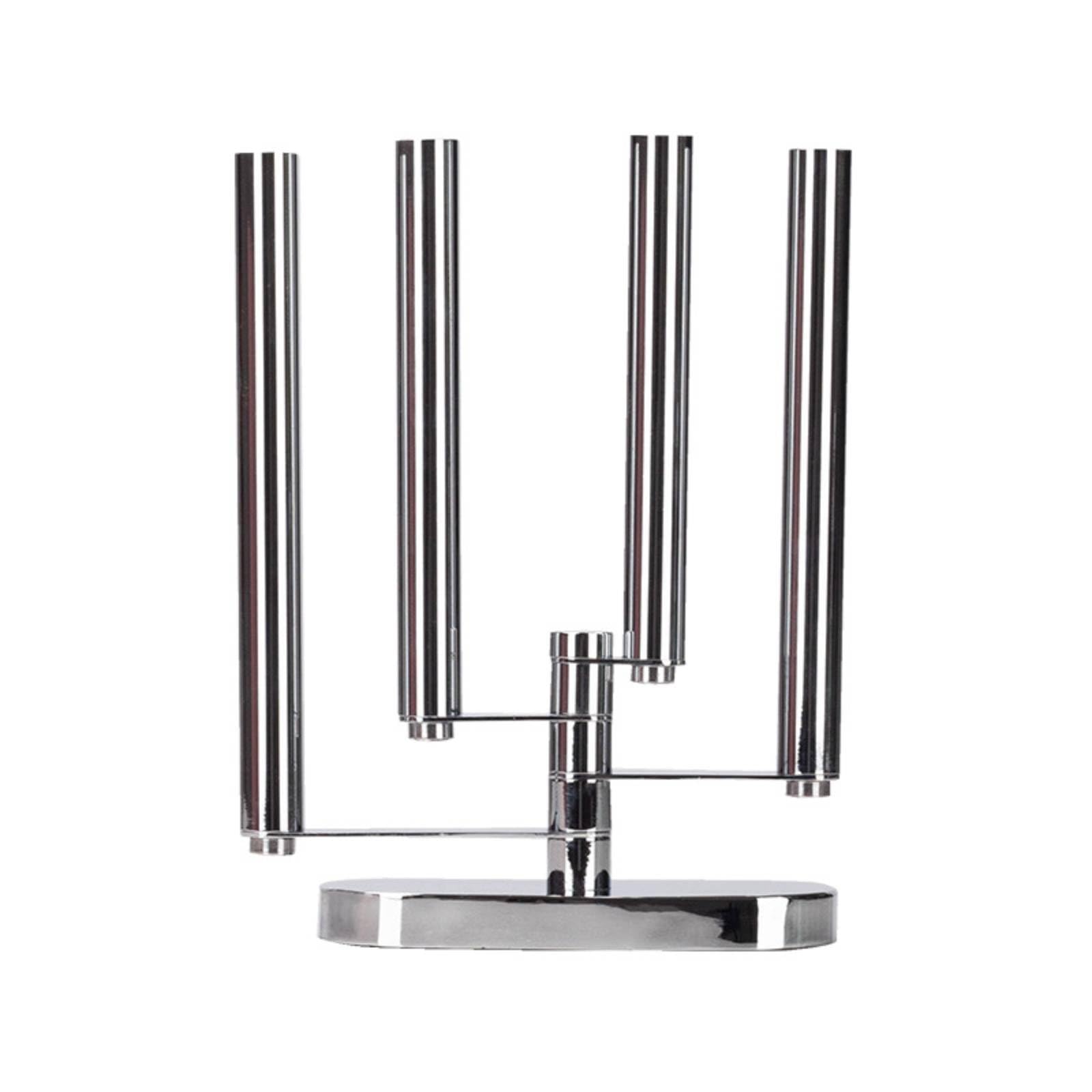Portacandele a 4 Rami Lucido Candelabro da Tavolo Compatto Candelabro Moderno in Metallo per Ingresso, Argento