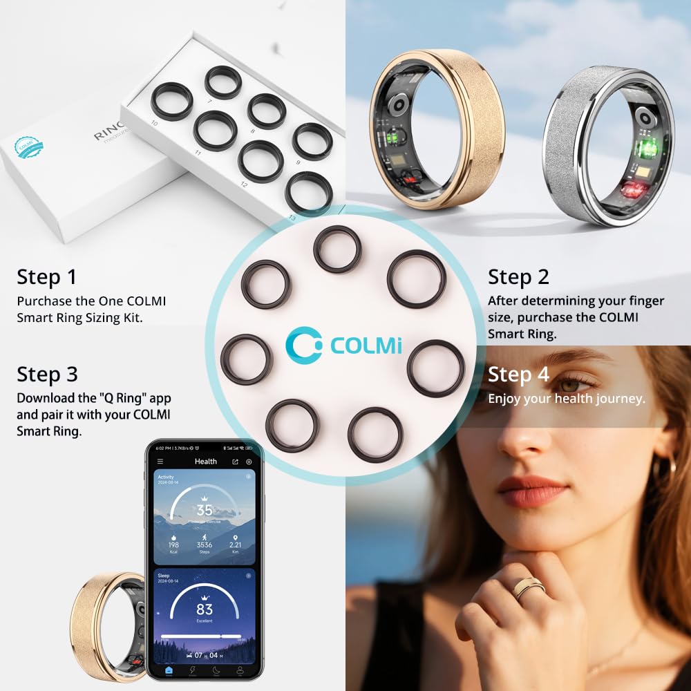 R10 Smart Ring, Smart Health Ring for Women, Features Heart Rate, Blood Oxygen, Sleep Monitoring, Pedometer, and Fitness Tracker. (Rose Gold, 9#)