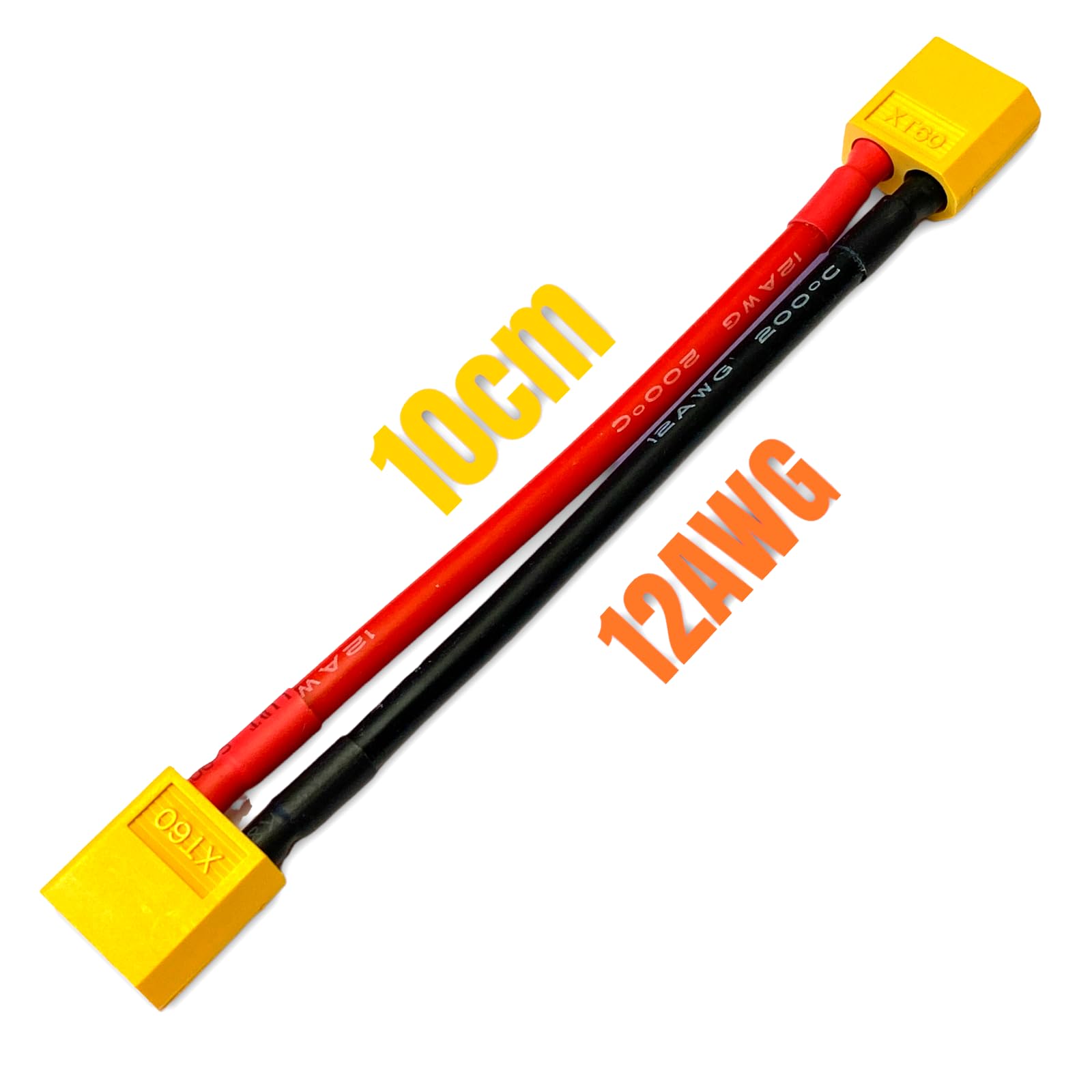 VISSQH 6 Paires Câbles XT60 Mâle Femelle (12 Pcs) Avec Fil Silicone 14AWG - Jaune/Noir - Connecteurs RC Lipo Batterie