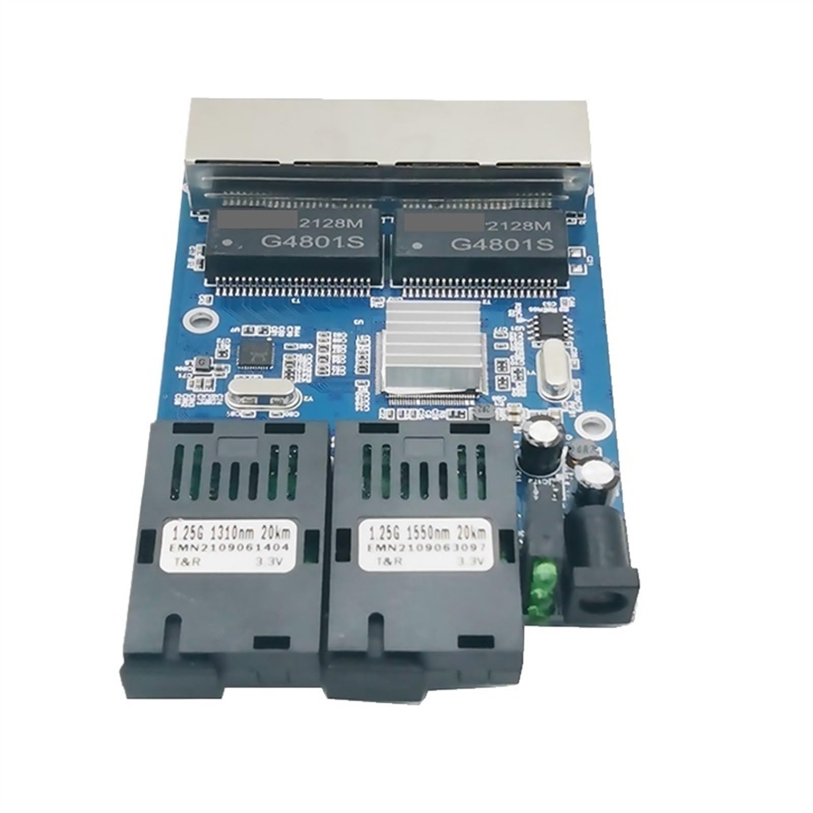 Convertisseur 2 Fibres 4 Rj45 Gigabit, Carte Monomode 10/100/1000m, Commutateur Fiber Ethernet (Size : 4PCS Blue Only PCBA)