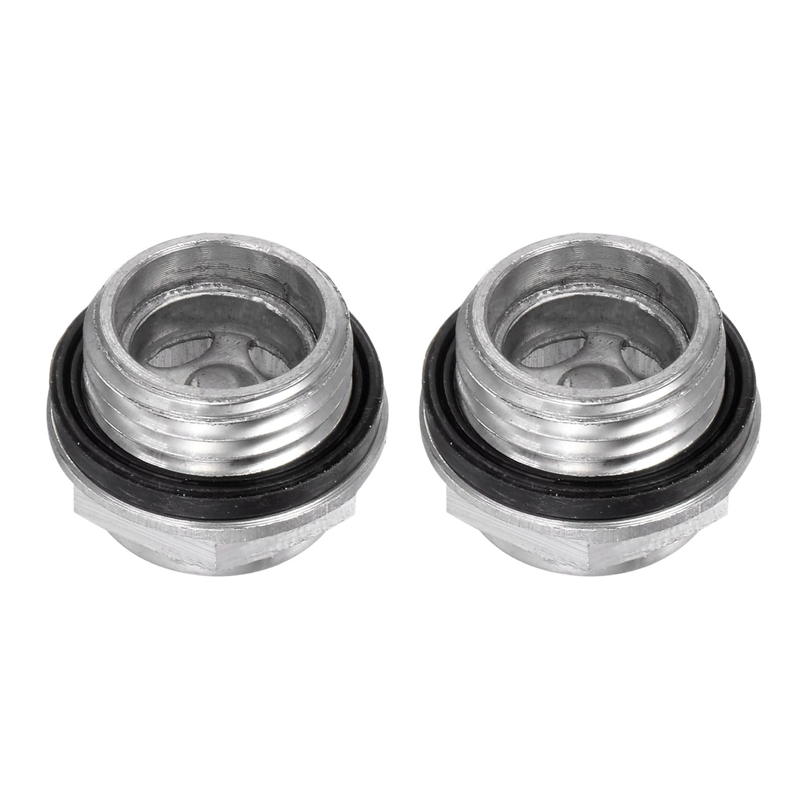 QUARKZMAN Vetro Spia Olio Compressore Aria 16 x 1.5mm Filettatura Maschio Indicatore Plastica Livello Vista Liquido Lega Alluminio