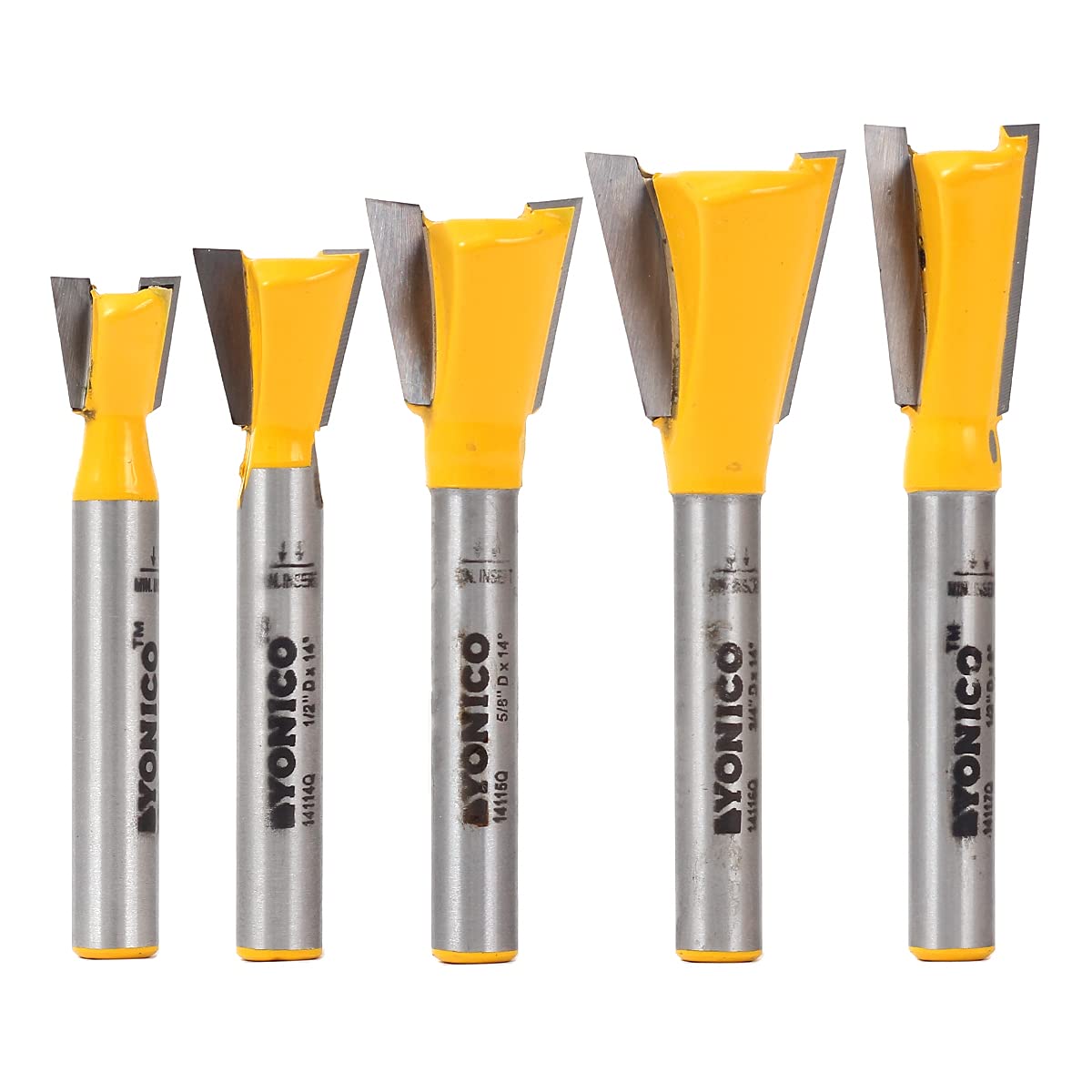 YONICO Dovetail Router Bit Set 5 Bit 1/4-Inch Shank 14520q