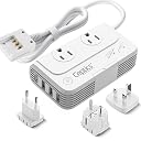 Ceptics European Travel Voltage Converter, 200W Adapter for Curling Iron, Straightener, Chargers, Step Down World Power Plug - 4 USB Charging QC 3.0 - SWadApt Compatible - Type C, E/F, G Included gallery image