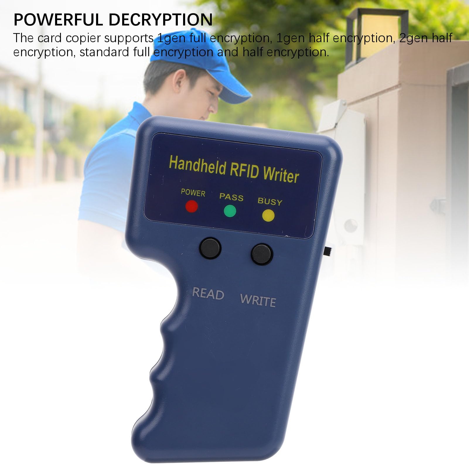 Copiadora Fob, Lector Escritor de Copiadora RFID de Mano de 125 Khz, Duplicadora de Tarjetas de Identificación Portátil EM4100 + 5 Tarjetas Blancas + 5 Llaveros Grabables