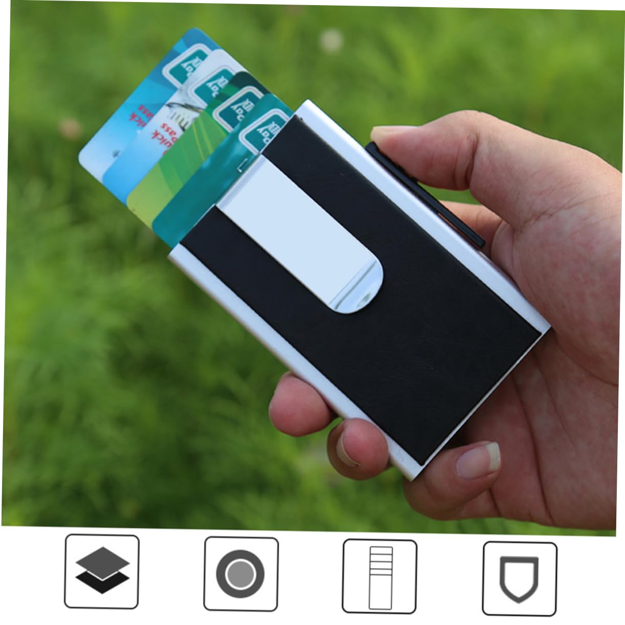 GALPADA 3pièces Men Aluminum Alloy Wallet Porte-Cartes Anti-vol Et Anti-démagnétisation Aluminium Élégant Et Léger pour Hommes Noir