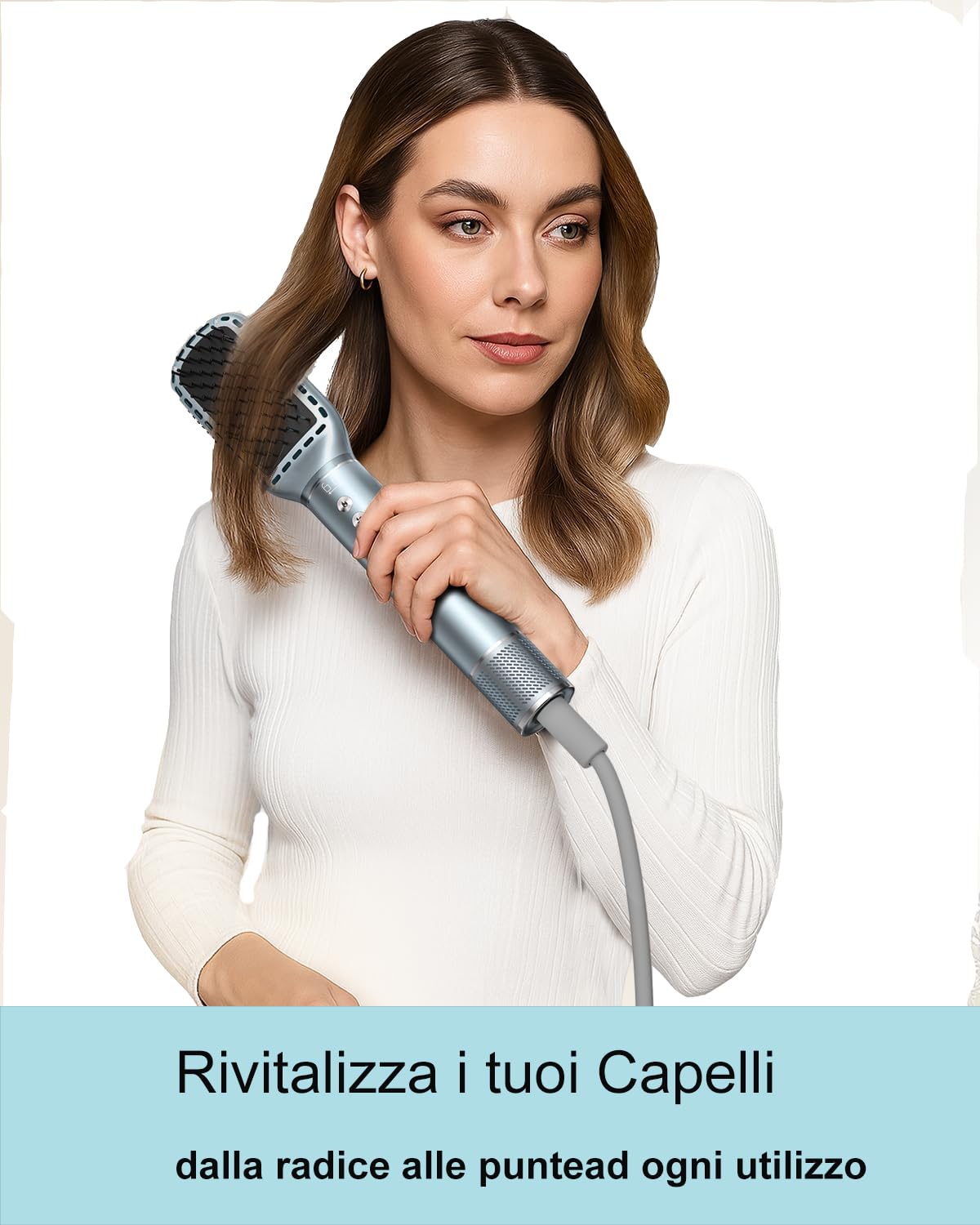 STANSOM Spazzole ad Aria Calda 5 in 1, Set di Spazzola Asciugacapelli da 1300W, Set Styler per Capelli con Asciugacapelli, Spazzola lisciante, Volumizzante e Borsa Viaggio