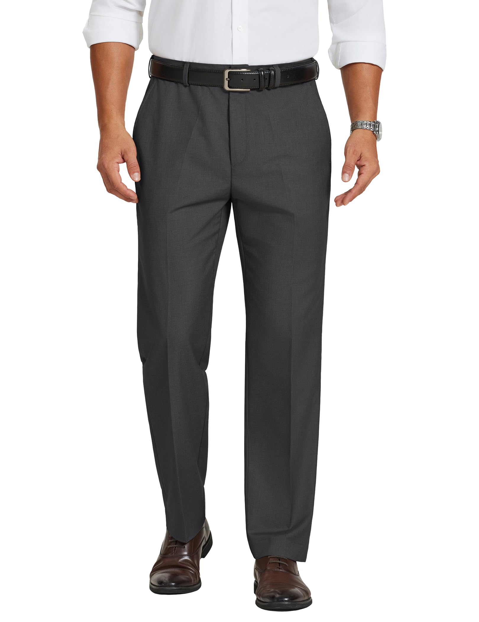 COOFANDY Mens Dress Pants Classic Fit Flat Front Suit Pants Expandable Waist Straight Dress Slacks