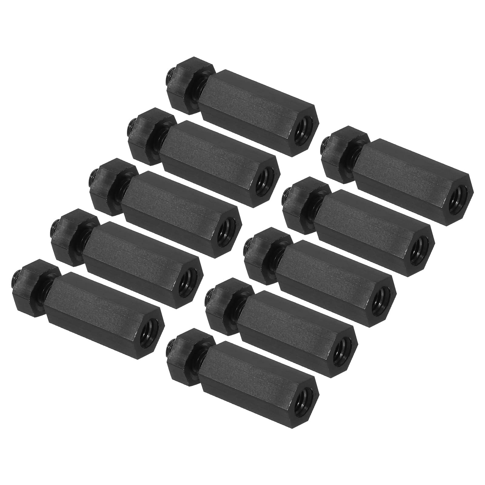 PATIKIL M3 Nylon Hex Standoff Screws Nuts, 100 Pack PCB Male Female Threaded Kit for Motherboards, Computer Cases, Circuit Boards, Electronics (12mm+6mm, Black)-image-20