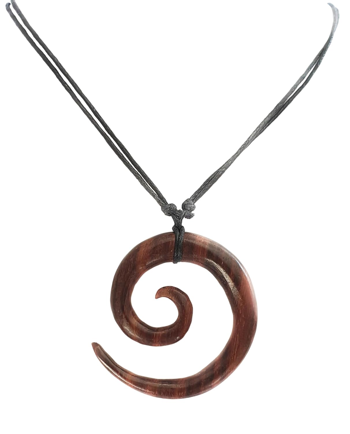 Spiral Natural Sono Wood Necklace, Hand Carved Wooden Necklace, Handmade Adkustable 16 to 32 Inch Cords Māori Koru Peace Pendant Wooden Necklaces for Women Men Jewelry (CA394) - Image 3