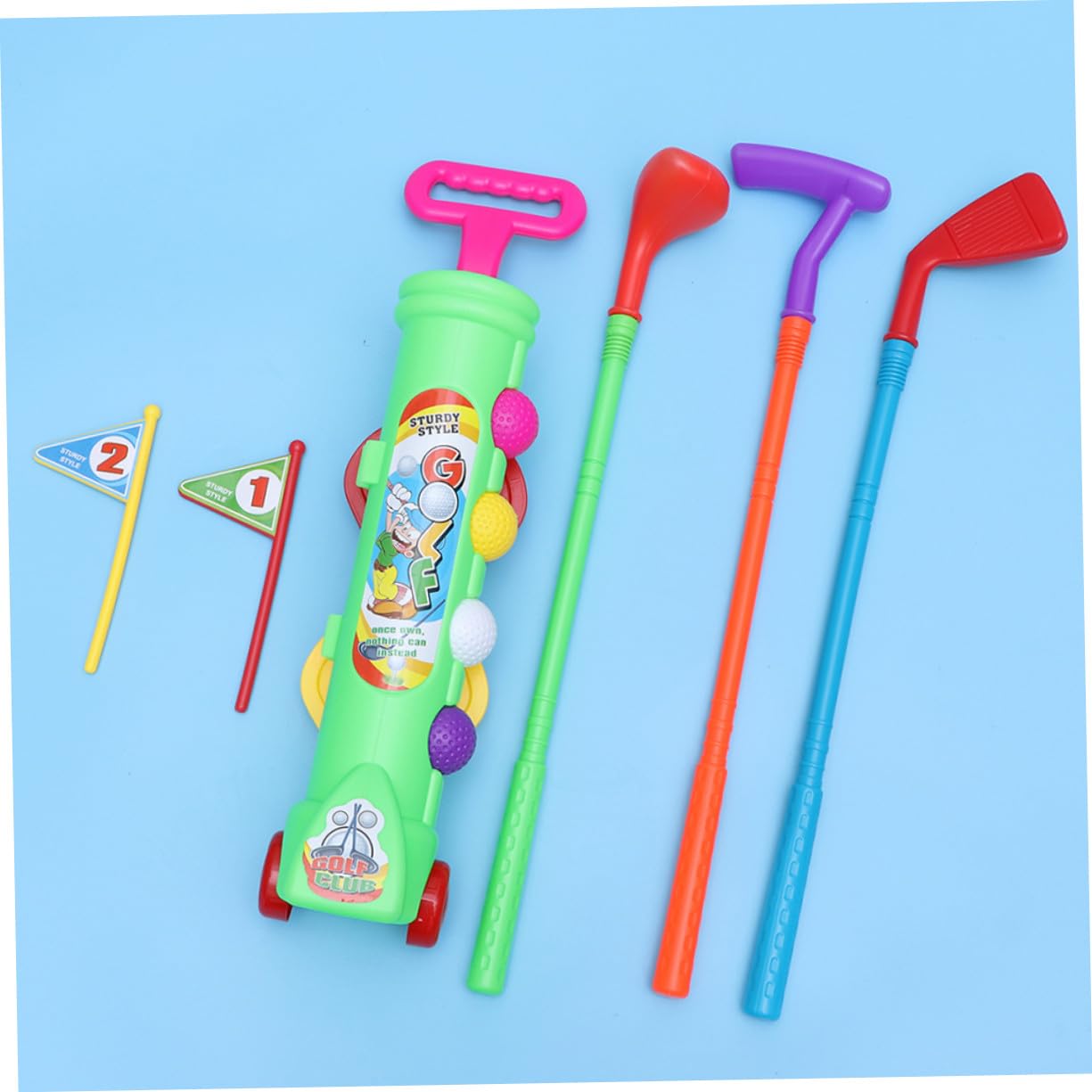 Juego de Golf Infantil de 2 Piezas en Plástico Verde Portátil