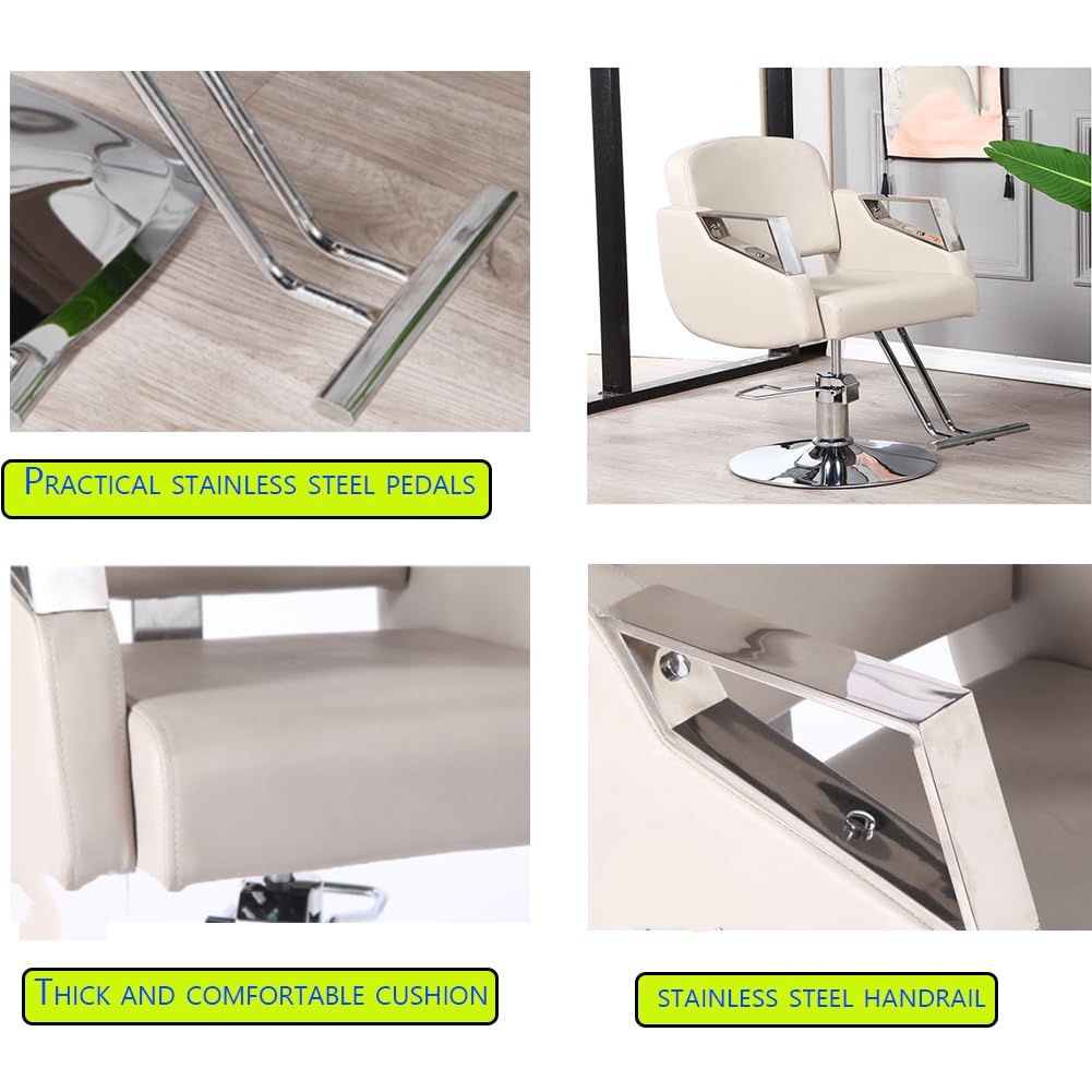 Silla de peluquería, Sillón de peluquería | Sillón clásico de barbería con Giro de 360 Grados y Bomba hidráulica, de Cuero y Altura Ajustable.