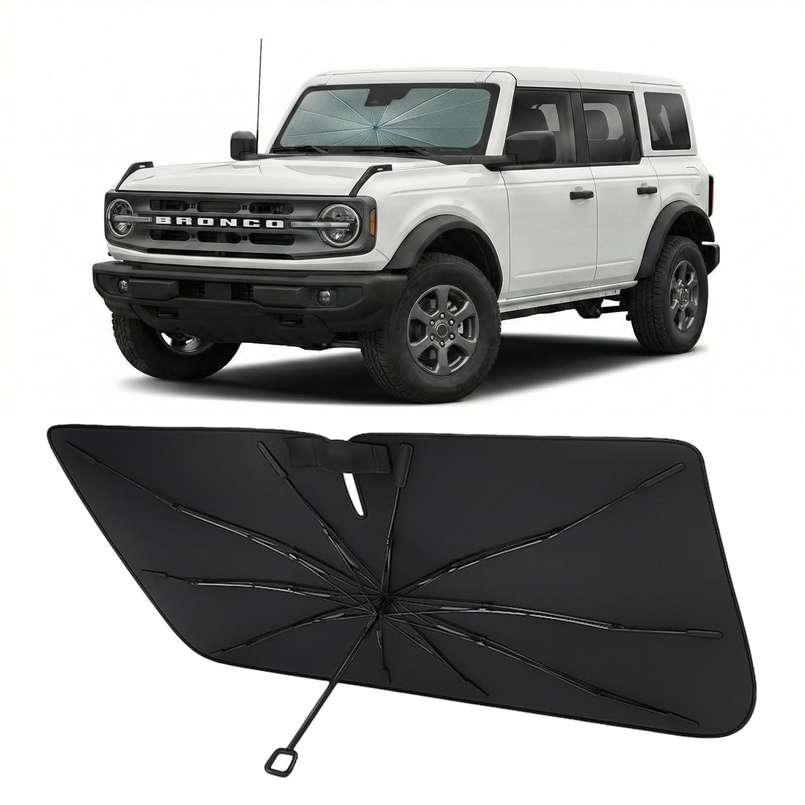 Proadsy Custom Fit Windshield Sun Shade Umbrella for 2021-2026 Ford Bronco