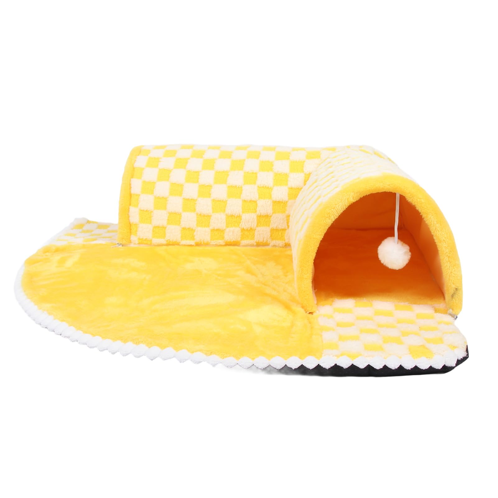 2 Piezas de Alfombra para túnel de Gato, Cama de Felpa Desmontable y Lavable para Gatos, Cama-túnel Suave y Plegable con cojín Desmontable para Gatos de Interior, Acogedor