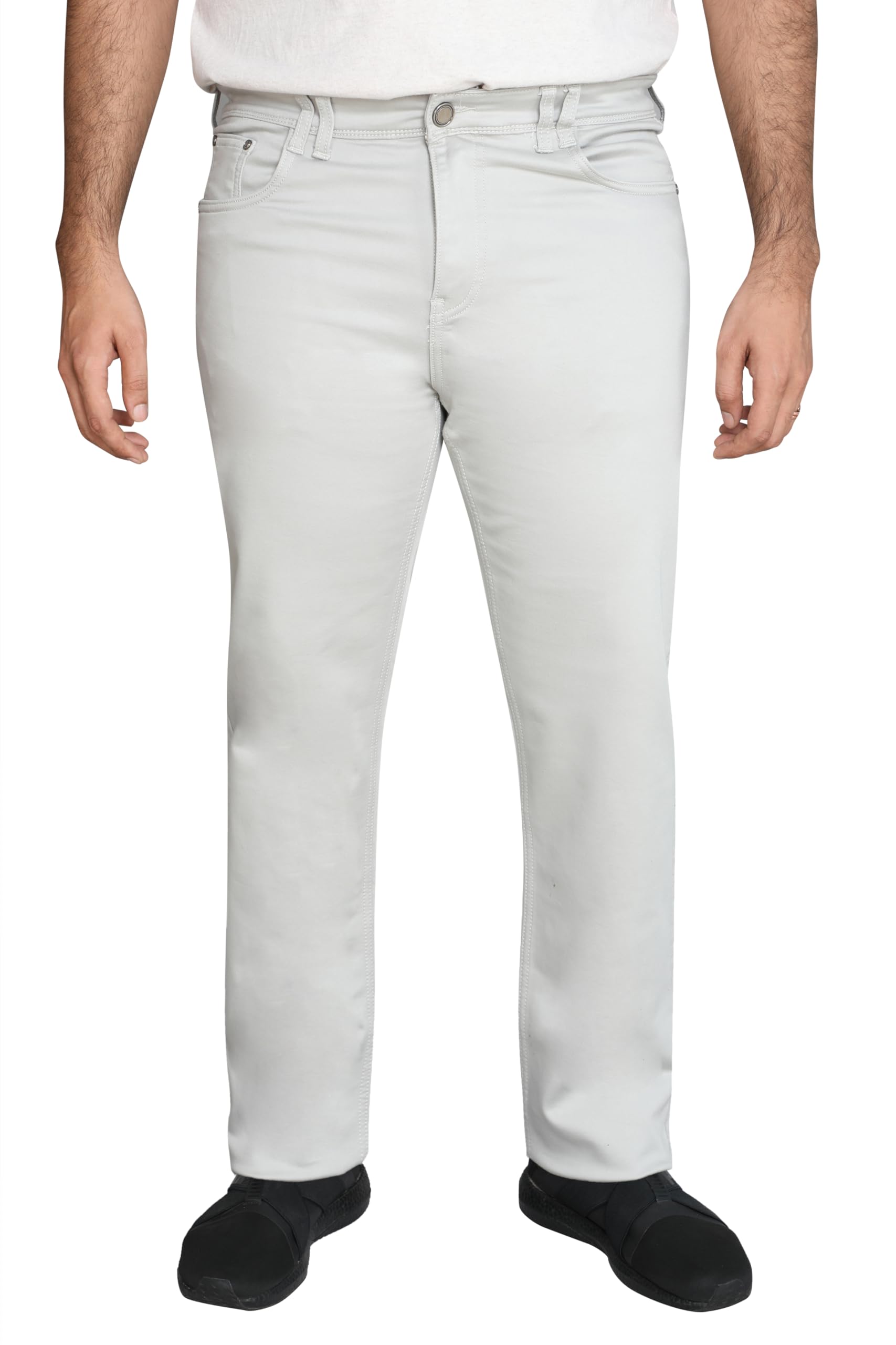 a saba Men's Plus Size Straight Fit Jeans, Light Grey, Casual Denim Trousers-picture-54