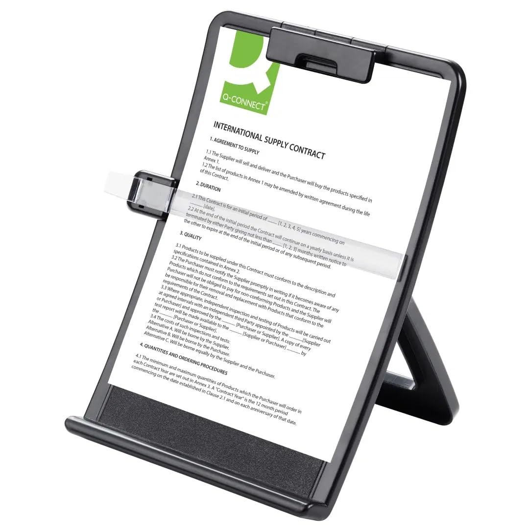Leggio Desktop Easel Copyholder Q-Connect A4 grigio chiaro