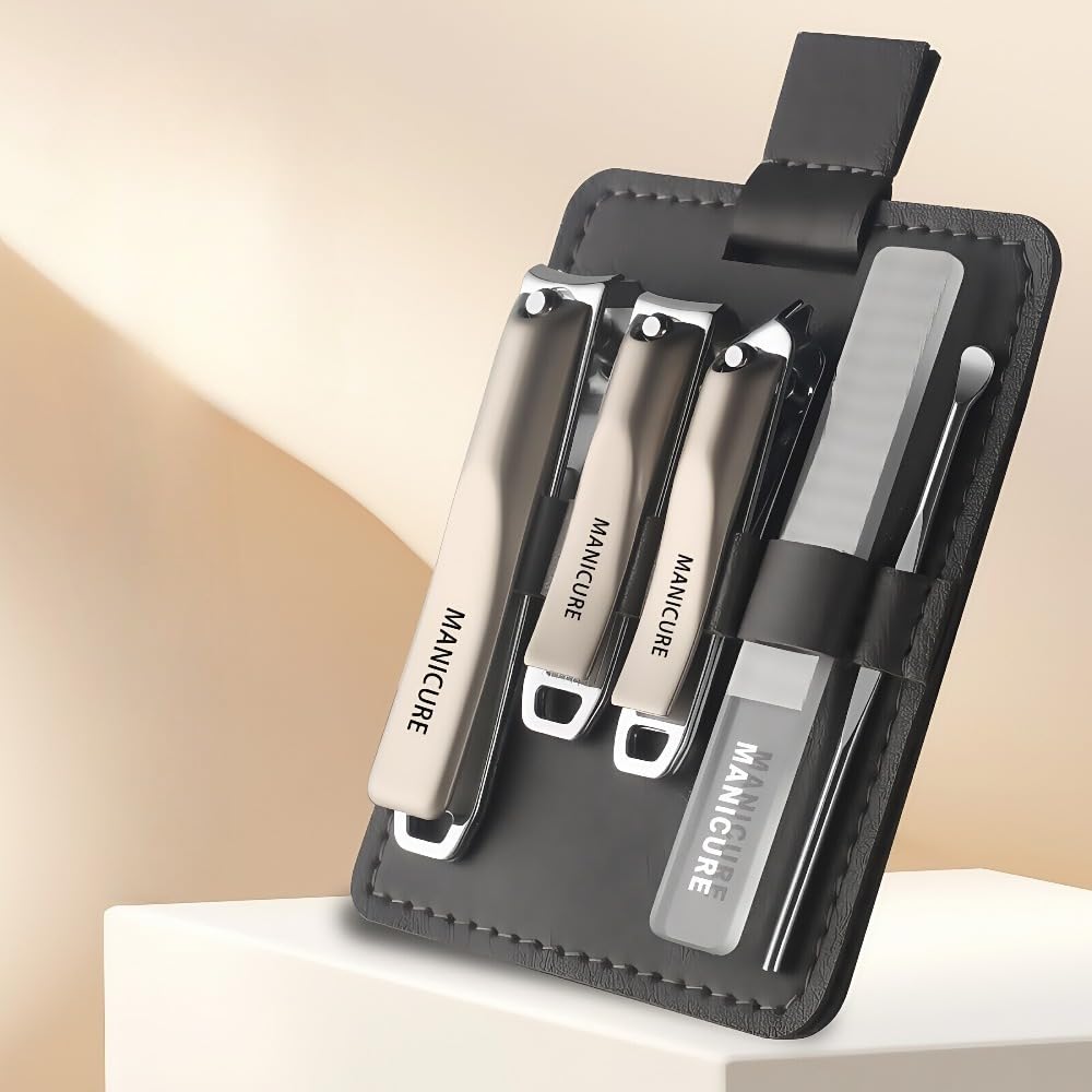 5Pcs Carbon Steel Nail Clippers Set Heavy Duty Sharp Tools for Thick Nails Manicure Pedicure Kit with Travel — view 9