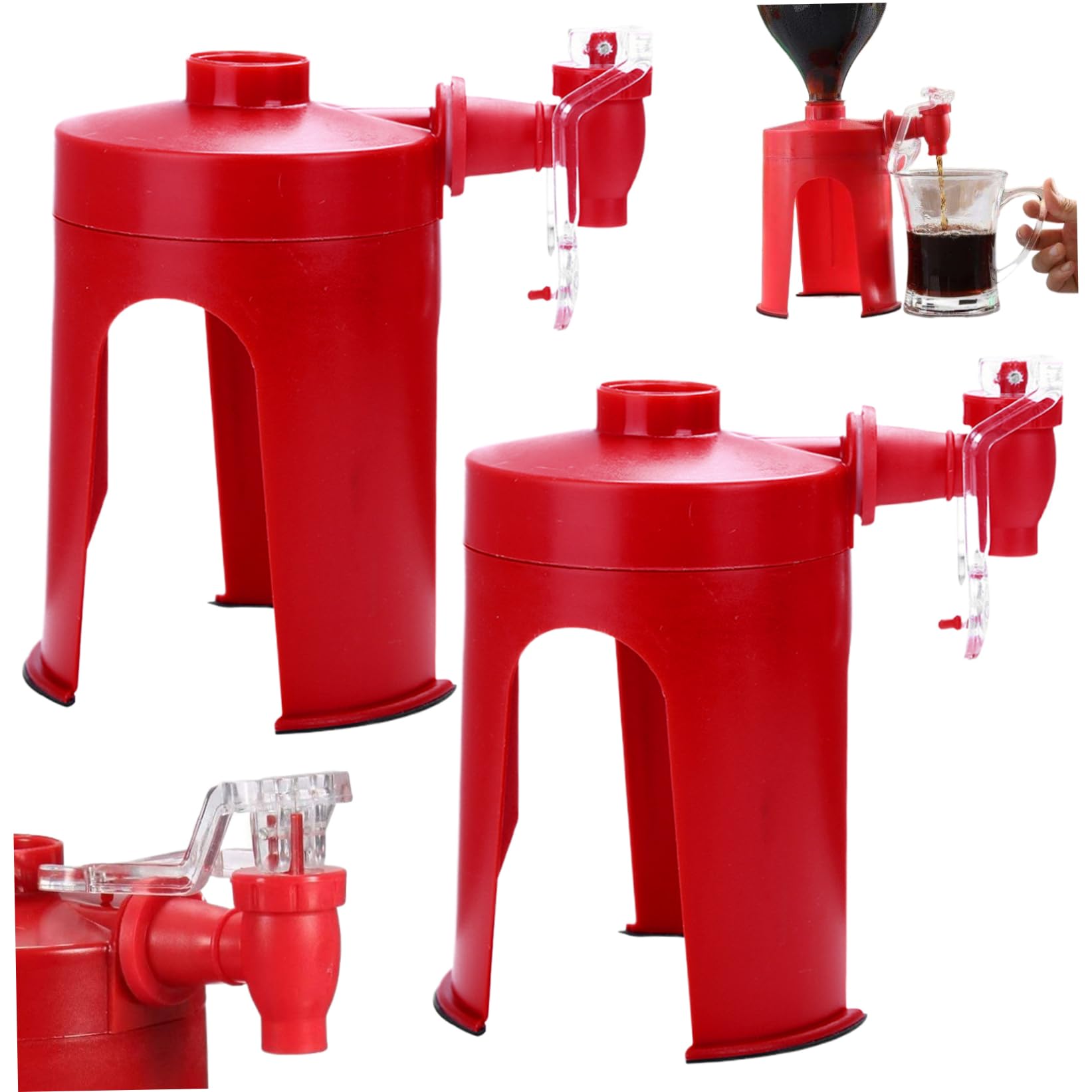 Wedhapy Soda Bottle Dispenser Soda Dispenser, 2PCS Plastic Upside Down Bottle with Tap, Leakproof, Non Slip Touchless Drink