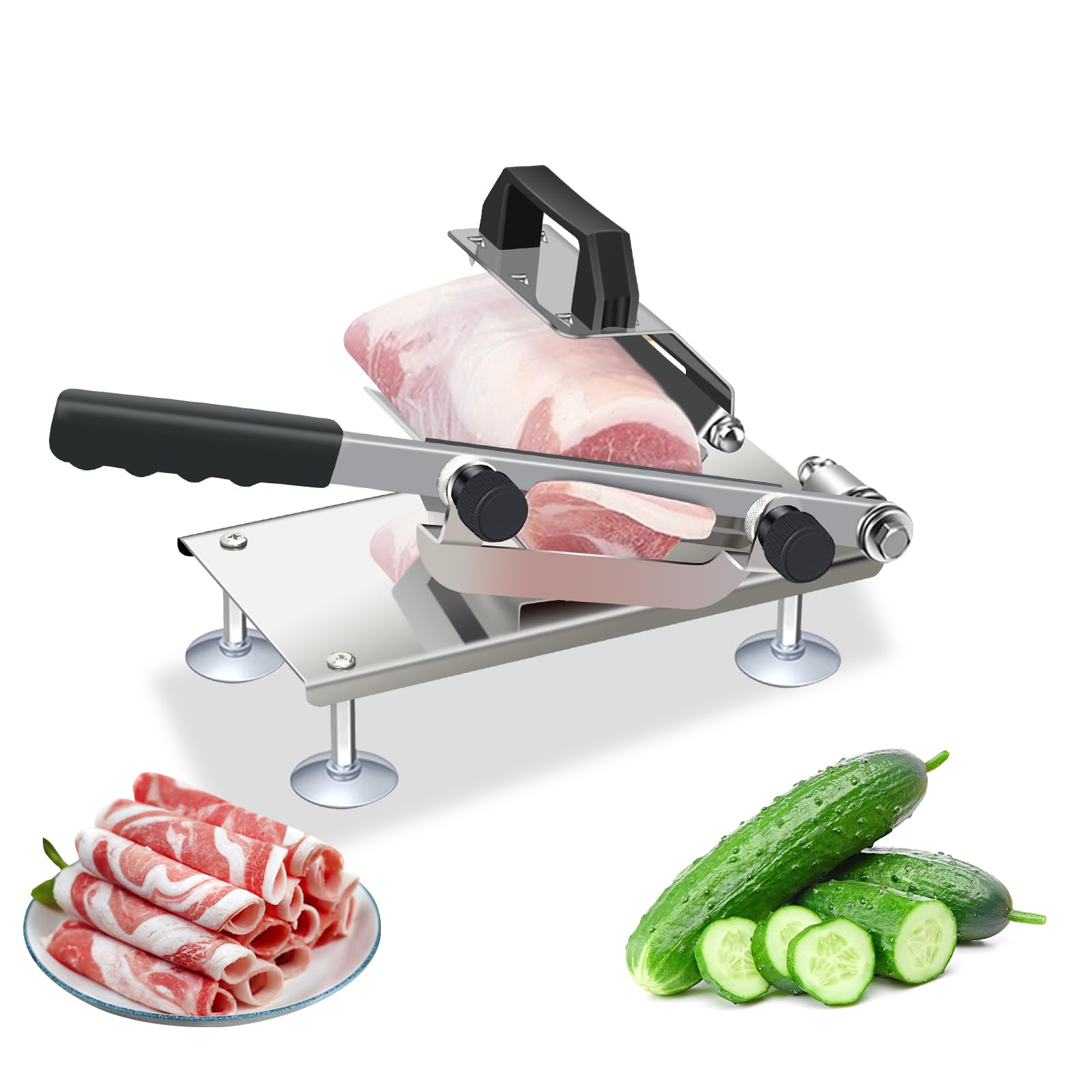 Medonala Manual Frozen Meat Slicer Meat Cutter?Meat Cutter Beef Mutton Roll for Hot Pot BBQ Food Slicer Slicing Machine for Commercial or Home Cooking of Hot Pot Shabu Shabu Korean BBQ