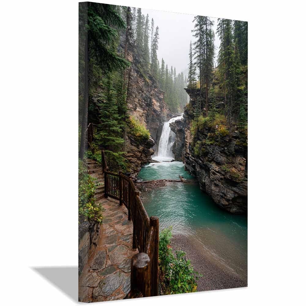 HOQIU Canvas Wall Art Canyonss Waterfall Trail canvas art, art print, house decor, bedroom wall decor above bed, prints for living room.(Multicolor)-30x40cm Framed