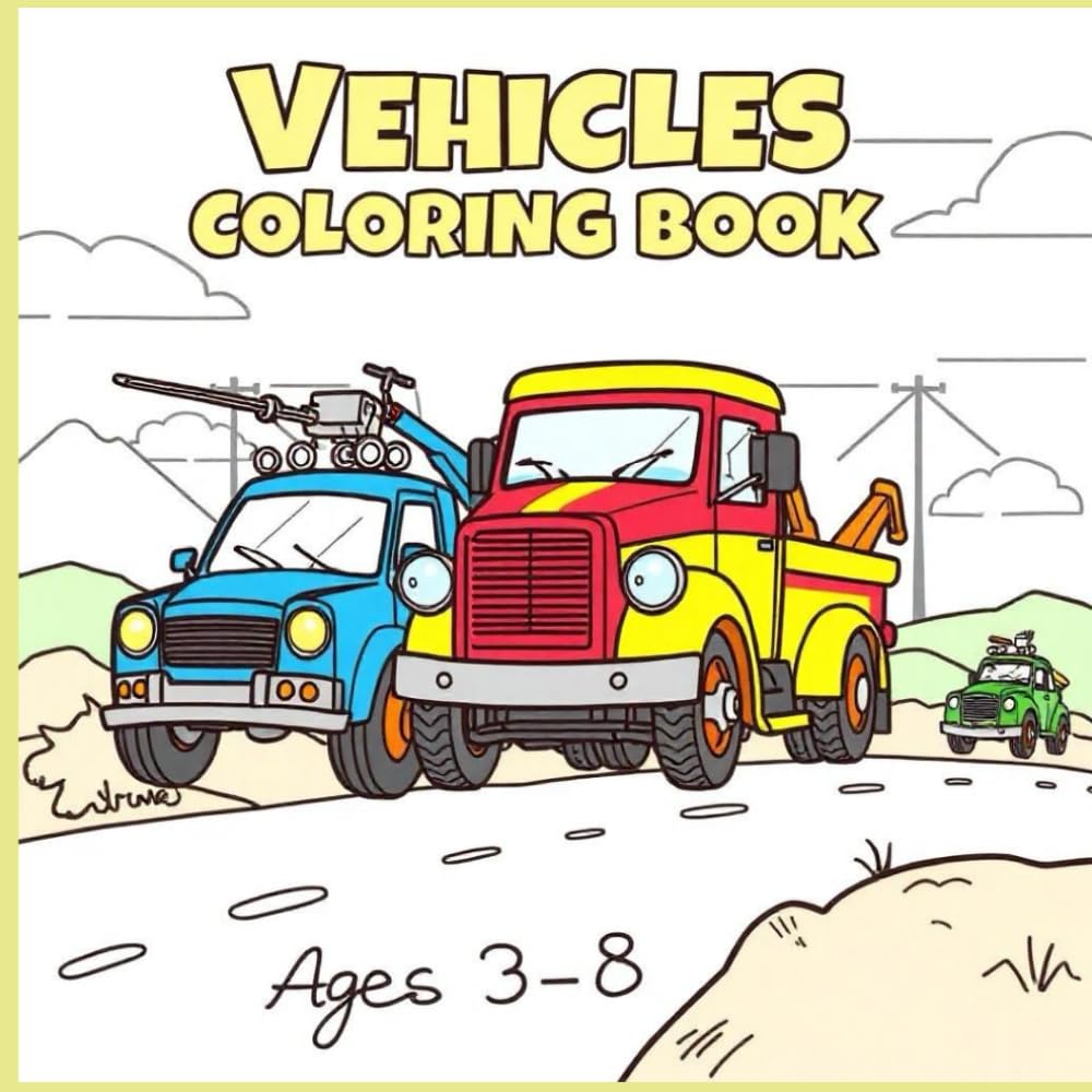 Kids Vehicles Coloring Book: Easy & Bold designs for kids!