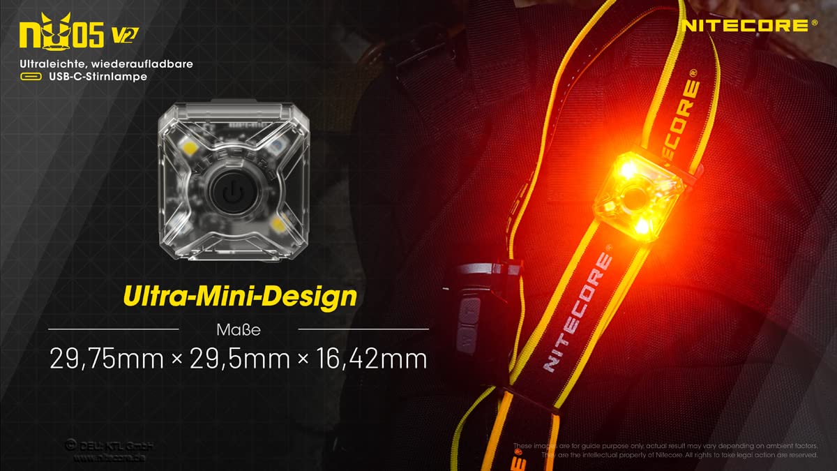Nitecore NU05 V2 Lampa czołowa z akumulatorem, czarna