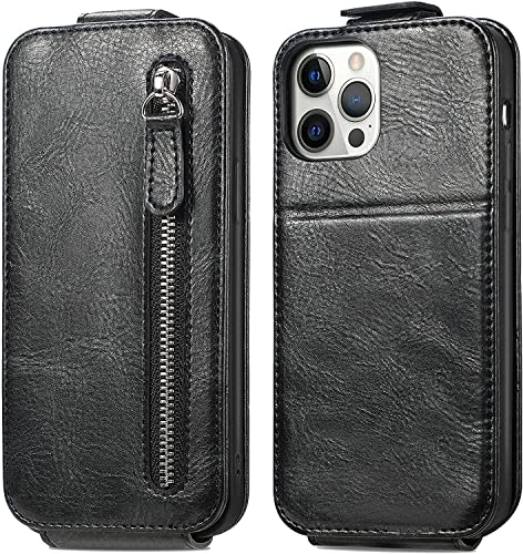 Housse en cuir PU iPhone 13 Pro avec finitions soignées et fermeture zippée